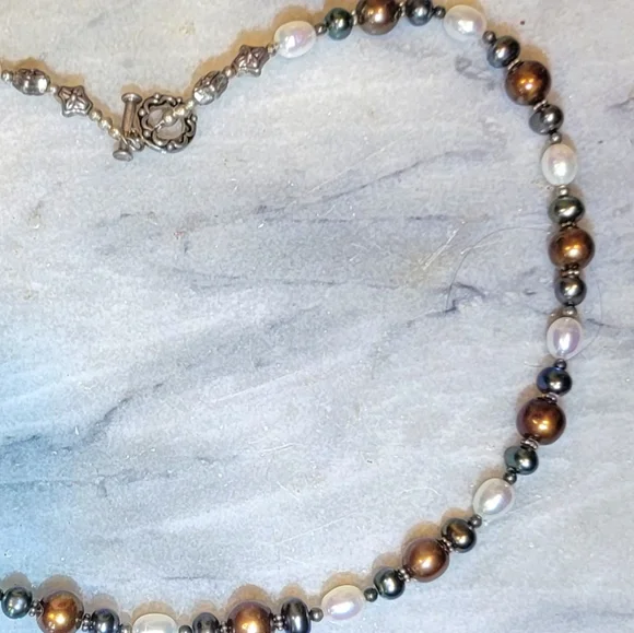 Artisan 20" Necklace Chocolate Black Saltwater Pearls Sterling 925 Quinc… - Picture 4 of 6